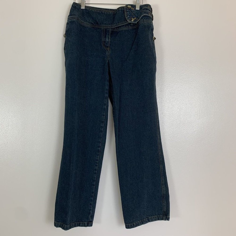 Vintage Y2K Harve Bernard Jeans Womens 8 Double Side Buckle Wide Band Bootcut